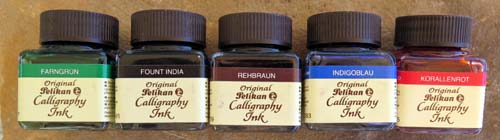 PELIKAN CALLIGRAPHY INK. Available in green, black, brown, blue and red